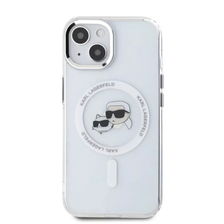 Husa pentru iPhone 15 - Karl Lagerfeld IML MagSafe (KLHMP15SHLSKCH) - Metal KarlandChoupette Heads