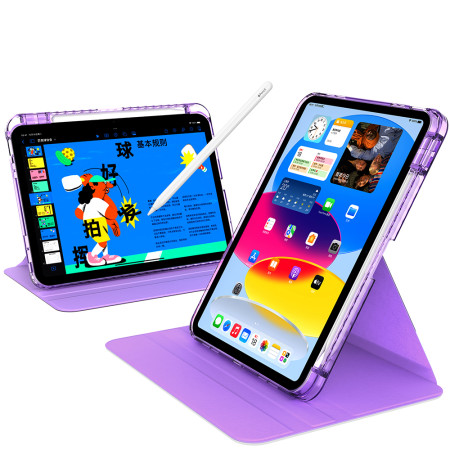 Husa tableta pentru iPad 10 (2022) 10.9, Crystal Book, Bumper rigid, Purple