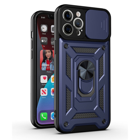 Husa pentru iPhone 11 Pro, Slide si Snap, Magnetic Ring, Blue