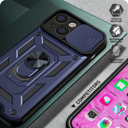Husa pentru iPhone 14 Pro, Slide si Snap, Magnetic Ring, Blue