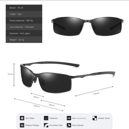 Ochelari de Soare pentru Barbati - Techsuit Polarized (559) - Gun Color / Black