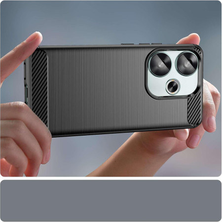 Husa Carbon Anti-Soc pentru Xiaomi Poco F6, Premium, Tech Protects, Black