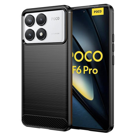 Husa Carbon Anti-Soc pentru Xiaomi Poco F6 Pro, Premium, Tech Protects, Black