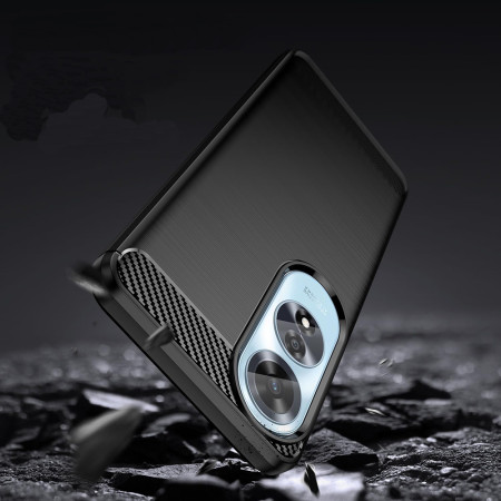 Husa Carbon Anti-Soc pentru Oppo A60, Protectie Premium, Tech Protects, Black
