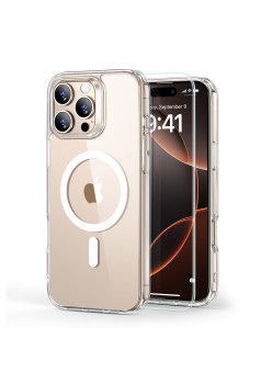 Husa pentru iPhone 16 Pro + Folie - ESR Classic Hybrid HaloLock - Clear