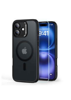 Husa pentru iPhone 16 + Folie - ESR Classic Hybrid HaloLock - Frosted Black