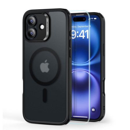 Husa pentru iPhone 16 + Folie - ESR Classic Hybrid HaloLock - Frosted Black