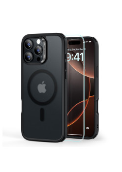 Husa pentru iPhone 16 Pro + Folie - ESR Classic Hybrid HaloLock - Frosted Black