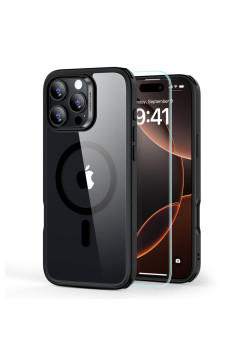 Husa pentru iPhone 16 Pro + Folie - ESR Classic Hybrid HaloLock - Clear / Black