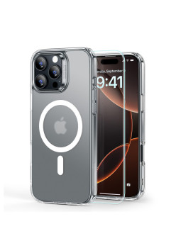 Husa pentru iPhone 16 Pro + Folie - ESR Classic Hybrid HaloLock - Frosted Clear