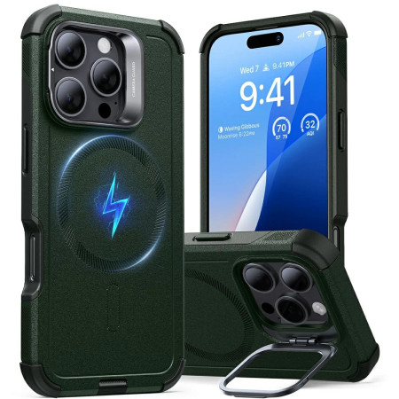 Husa pentru iPhone 16 Pro Max - ESR Cyber Armor Kickstand - Green