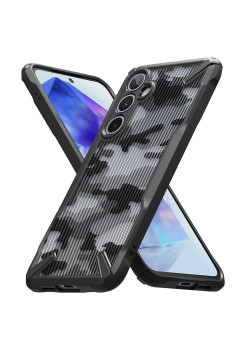 Husa pentru Samsung Galaxy A55 5G, Ringke Fusion X Design, Camo Black