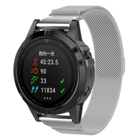 Curea pentru Garmin Fenix 5/5 Plus 6/6 Pro/7/Forerunner 935/945/955/Approach S60/S62 - Techsuit Watchband QuickFit 22mm (W009) - Silver