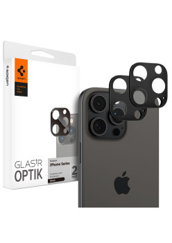 Folie Camera pentru iPhone 14 Pro / Pro Max / 15 Pro / Pro Max / 16 Pro / Pro Max (set 2) - Spigen Glas.tR Optik - Black