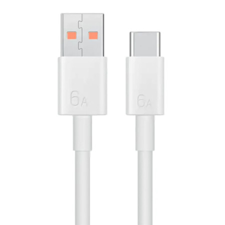 Cablu de Date USB la Tip-C, Super Fast Charging 6A, 66W, 1m, Huawei (LX04072043), White (Bulk Packing)
