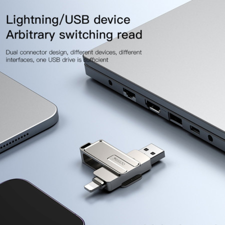 Stick memorie Yesido OTG, USB, Lightning, 5Gbps, 128GB, Silver