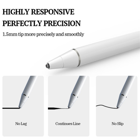 Stylus Pen Yesido Capacitive, 140mAh, Port de încărcare USB, pentru Android, iOS, White