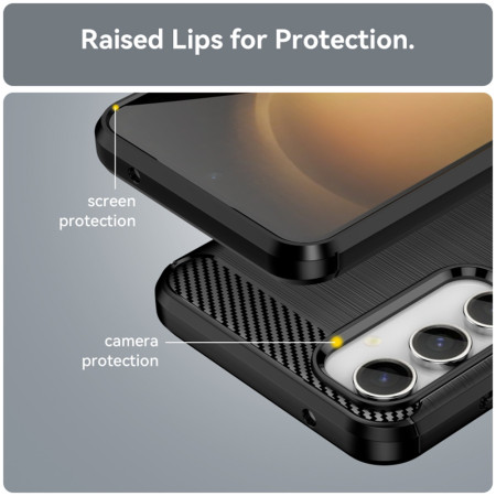 Husa Carbon compatibila Samsung Galaxy A55 5G, Tech Protect AntiSoc, Negru