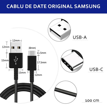 Cablu de Date Type-C 25W, 1.5m - Samsung EP-DG970BWE (GP-TOU021RFAWW) - White (Bulk Packing)