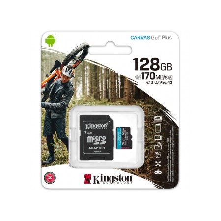 Card de Memorie cu Adaptor, 128GB - Kingston Canvas Go Plus (SDCG3/128GB) - Black