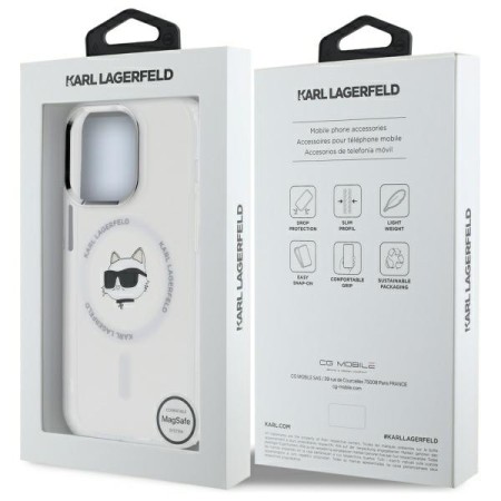 Husa pentru iPhone 12 / iPhone 12 Pro - Karl Lagerfeld IML MagSafe (KLHMP12MHLSCHH) - Metal Choupettes Head