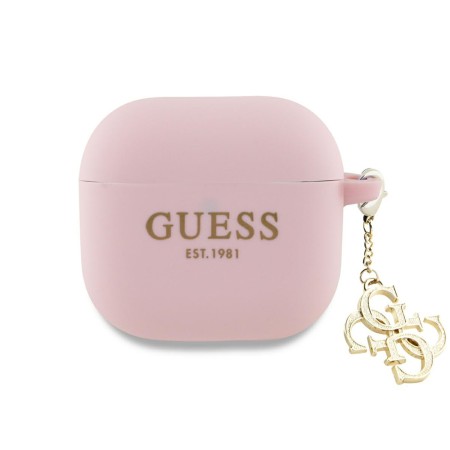 Husa pentru Apple AirPods 4 - Guess Silicone W/4G Charm - Pink