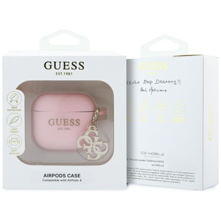 Husa pentru Apple AirPods 4 - Guess Silicone W/4G Charm - Pink