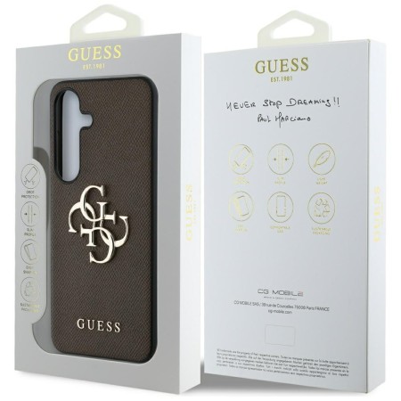 Husa pentru Samsung Galaxy S25 - Guess Hardcase 4G Grained Big and Classic Logo - Brown