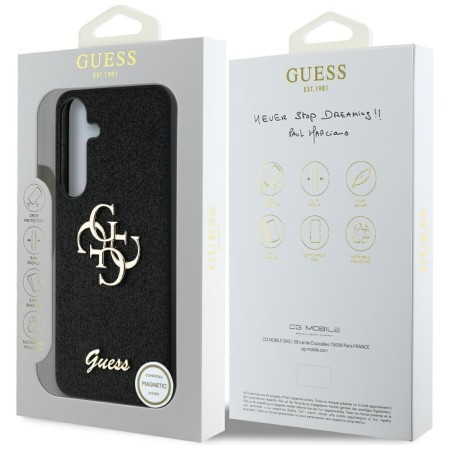 Husa pentru Samsung Galaxy S25 - Guess Glitter Script Big 4G Logo - Black