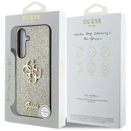 Husa pentru Samsung Galaxy S25 - Guess Glitter Script Big 4G Logo - Gold