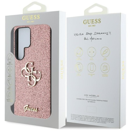 Husa pentru Samsung Galaxy S25 Ultra - Guess Glitter Script Big 4G Logo - Pink