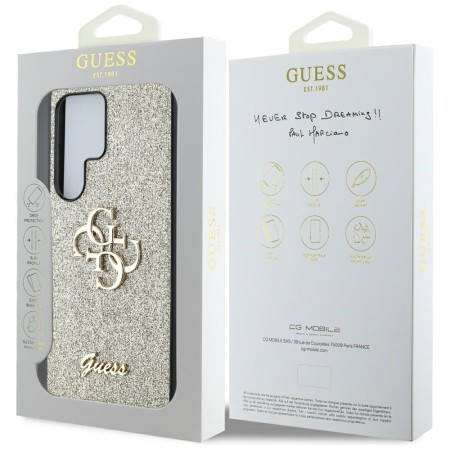 Husa pentru Samsung Galaxy S25 Ultra - Guess Glitter Script Big 4G Logo - Gold