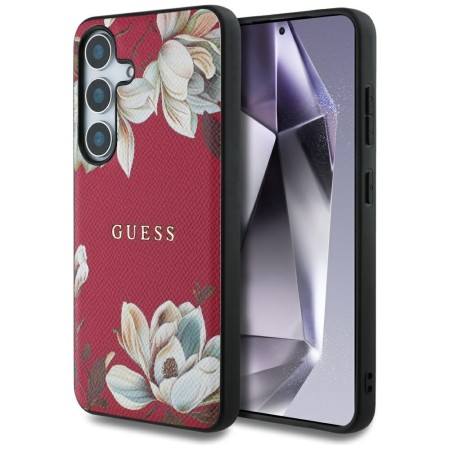 Husa pentru Samsung Galaxy S25 - Guess Grained Flowers MagSafe - Fuchsia