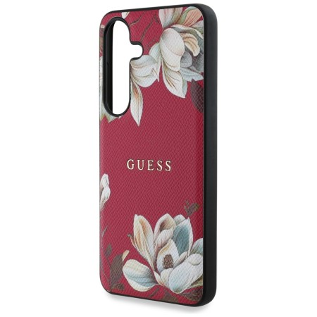 Husa pentru Samsung Galaxy S25 - Guess Grained Flowers MagSafe - Fuchsia