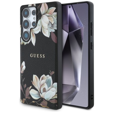 Husa pentru Samsung Galaxy S25 Ultra - Guess Grained Flowers MagSafe - Black