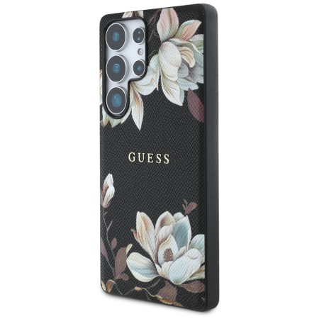 Husa pentru Samsung Galaxy S25 Ultra - Guess Grained Flowers MagSafe - Black