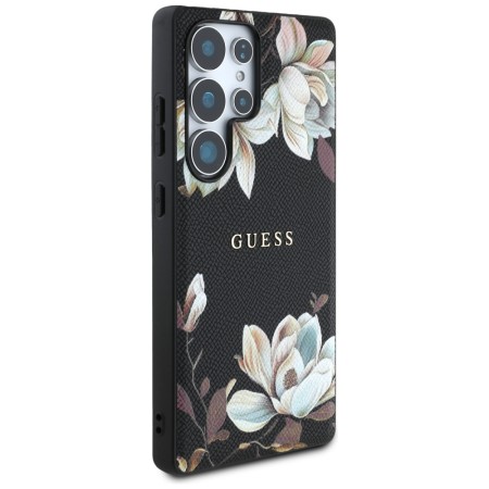 Husa pentru Samsung Galaxy S25 Ultra - Guess Grained Flowers MagSafe - Black