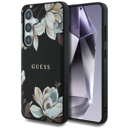 Husa pentru Samsung Galaxy S25 - Guess Grained Flowers MagSafe  - Black