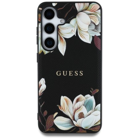 Husa pentru Samsung Galaxy S25 - Guess Grained Flowers MagSafe  - Black