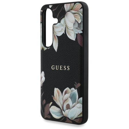 Husa pentru Samsung Galaxy S25 - Guess Grained Flowers MagSafe  - Black