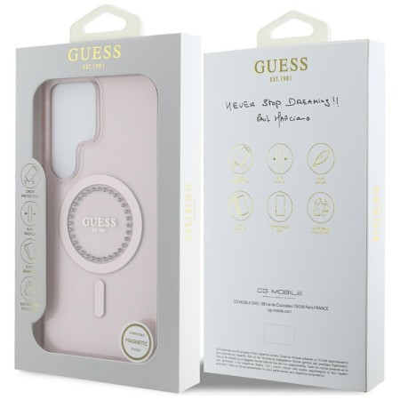 Husa pentru Samsung Galaxy S25 Ultra - Guess IML Rhinestones MagSafe - Pink