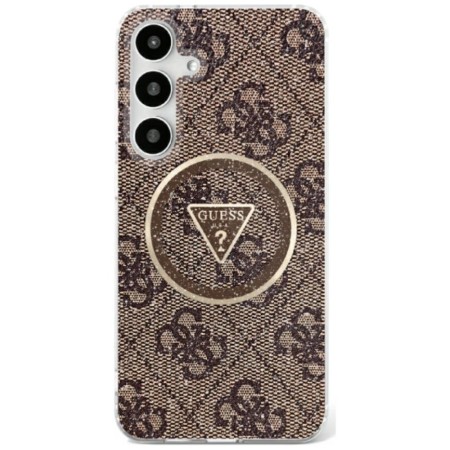 Husa pentru Samsung Galaxy S25 Ultra - Guess IML Metal Glitter 4G Circle Triangle MagSafe - Brown