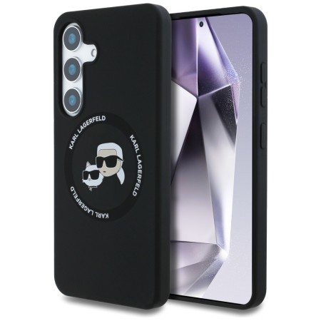 Husa pentru Samsung Galaxy S25 - Karl Lagerfeld Silicone Double Heads - Black