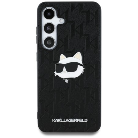 Husa Samsung Galaxy S25 - Karl Lagerfeld Hardcase Monogram Leather - Choupette Head Pin