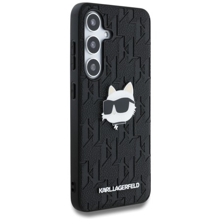 Husa Samsung Galaxy S25 - Karl Lagerfeld Hardcase Monogram Leather - Choupette Head Pin