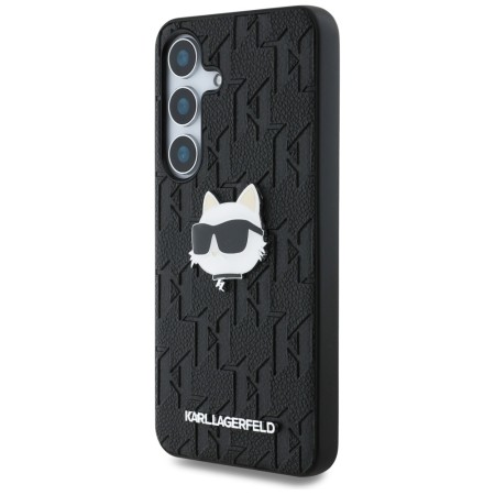 Husa Samsung Galaxy S25 - Karl Lagerfeld Hardcase Monogram Leather - Choupette Head Pin