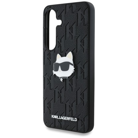 Husa Samsung Galaxy S25 Plus - Karl Lagerfeld Hardcase Monogram Leather - Choupette Head Pin