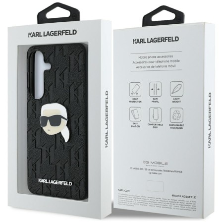 Husa Samsung Galaxy S25 Plus - Karl Lagerfeld Hardcase Monogram Leather - Karl Head Pin