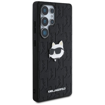 Husa Samsung Galaxy S25 Ultra - Karl Lagerfeld Hardcase Monogram Leather - Choupette Head Pin