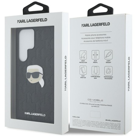 Husa Samsung Galaxy S25 Ultra - Karl Lagerfeld Hardcase Monogram Leather - Karl Head Pin